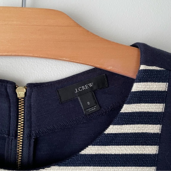 J Crew Striped Knit Shift Tshirt Dress Mini Navy Blue White Size 8 Medium - Picture 8 of 9